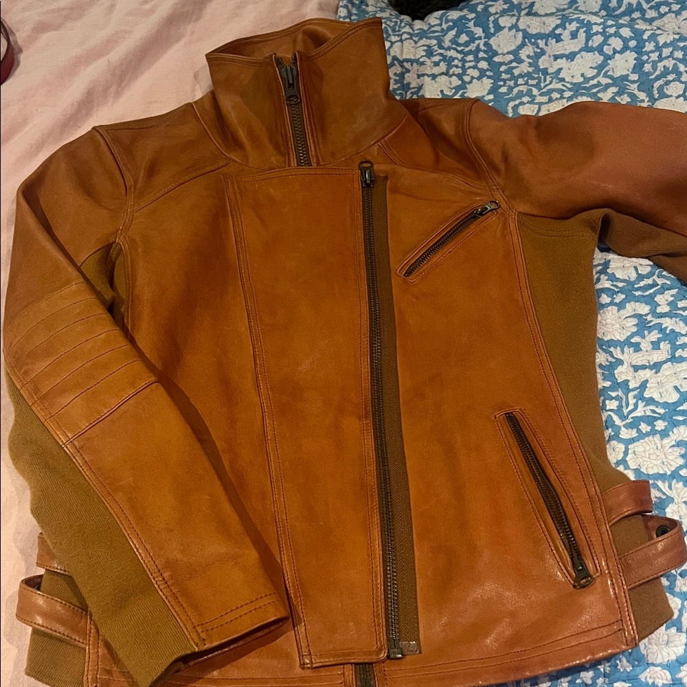 We The Free Tan Leather Jacket
